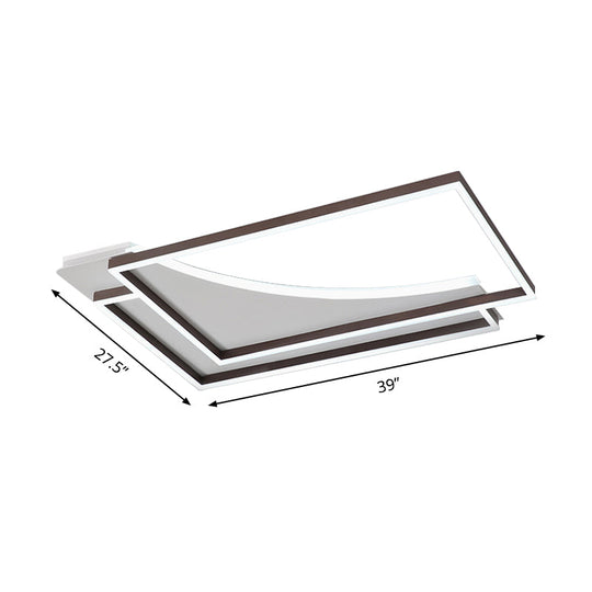 Modern Acrylic LED Ceiling Light in Coffee Brown, Flush Mount Lamp with Overlapping Design, Warm/White Light, Multiple Sizes Available