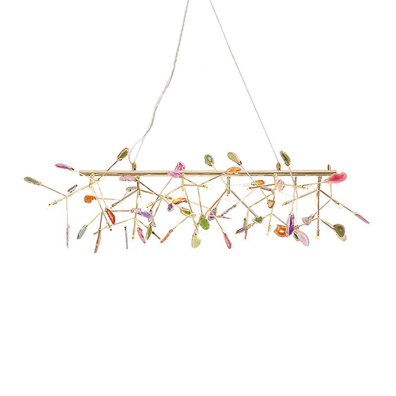 Modern Metal Led Island Light Fixture With Agate Accent Warm/White Branch Design Golden Pendant