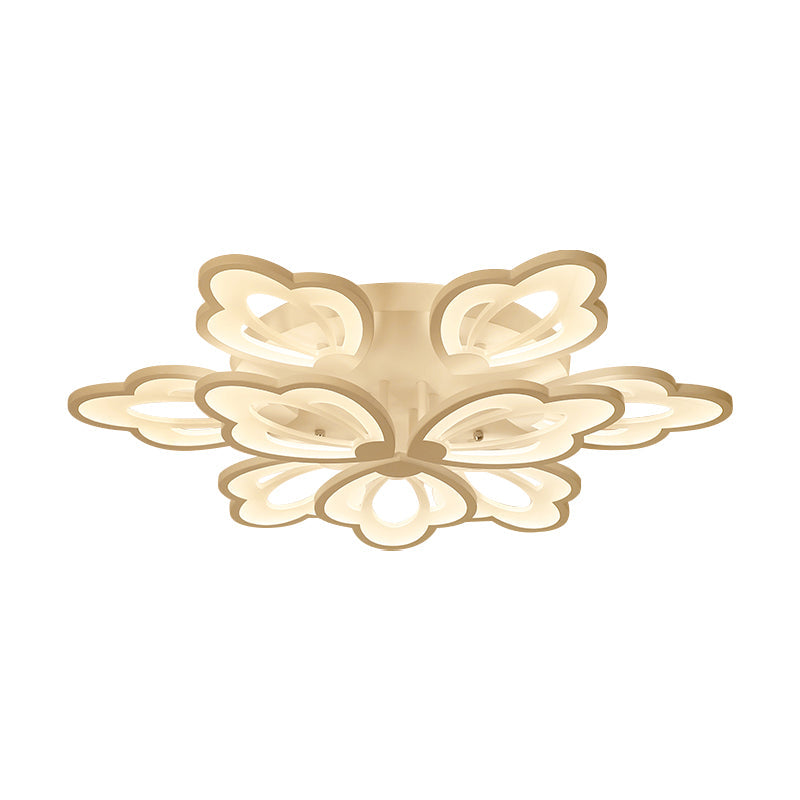 Modern Floral Led Ceiling Light With Acrylic Shade And 3/5/9 Lights In White/Warm/Natural Tone -