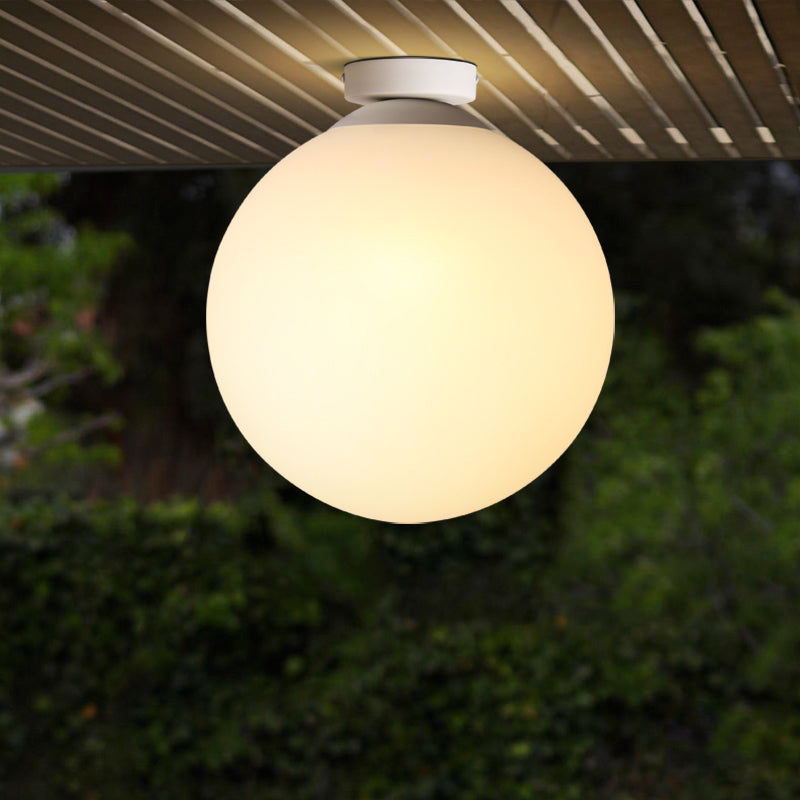 Modern Opal Glass Globe Flush Mount Lamp - 1 Light 6/8/10 Wide White Ceiling Fixture