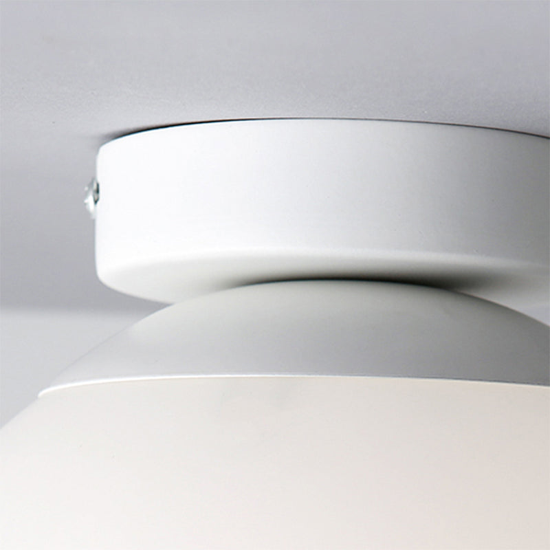 Modern Opal Glass Globe Flush Mount Lamp - 1 Light, 6"/8"/10" Wide, White Ceiling Fixture