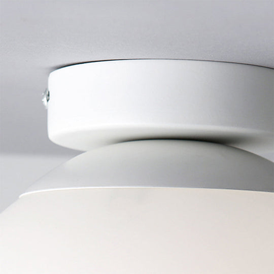 Modern Opal Glass Globe Flush Mount Lamp - 1 Light, 6"/8"/10" Wide, White Ceiling Fixture