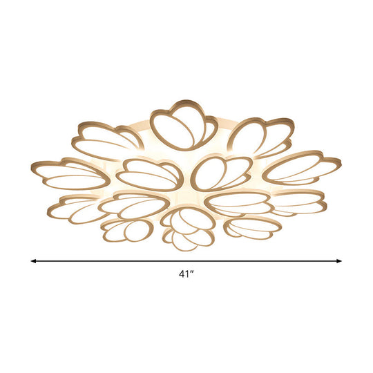 Contemporary Acrylic Leaf Flush Mount Light - LED Ceiling Fixture for Living Room - 3/6/9 Warm/White/Natural Lights