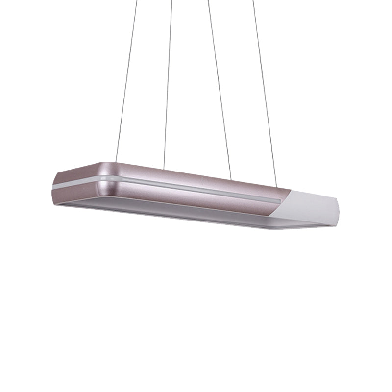 Rose Gold Rectangular Metal Pendant Light with Simple Style - LED Hanging Ceiling Light for Dining Room