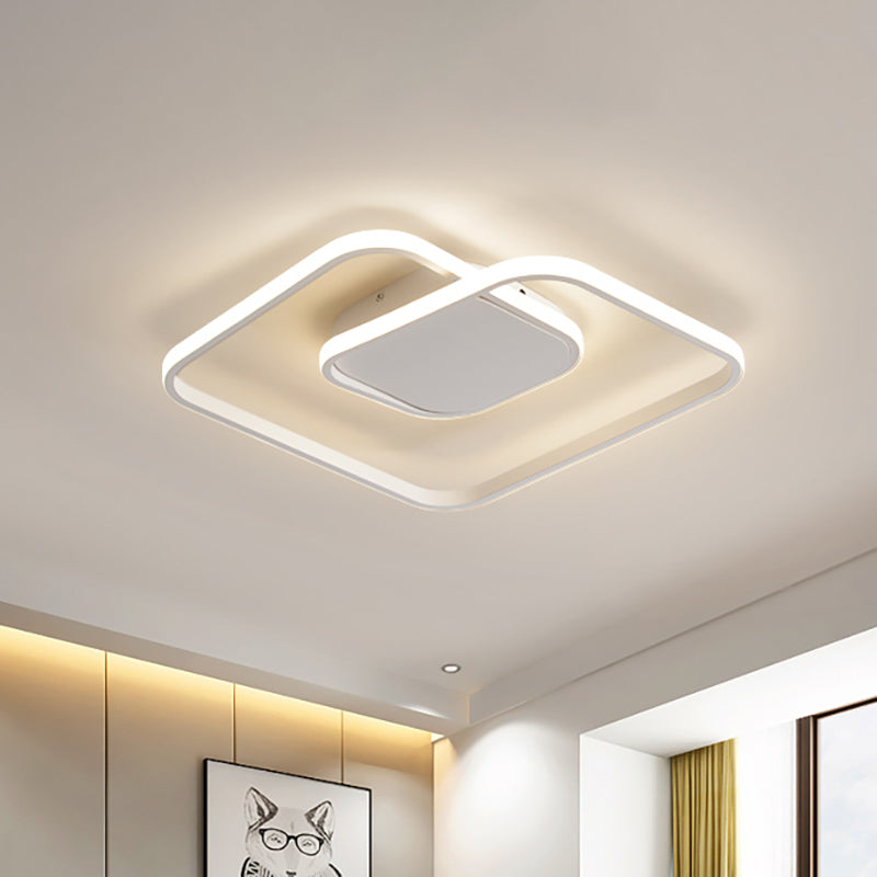 Modern LED Square Flush Ceiling Light in White/Black/Gold for Bedroom, Acrylic Design, Warm/White