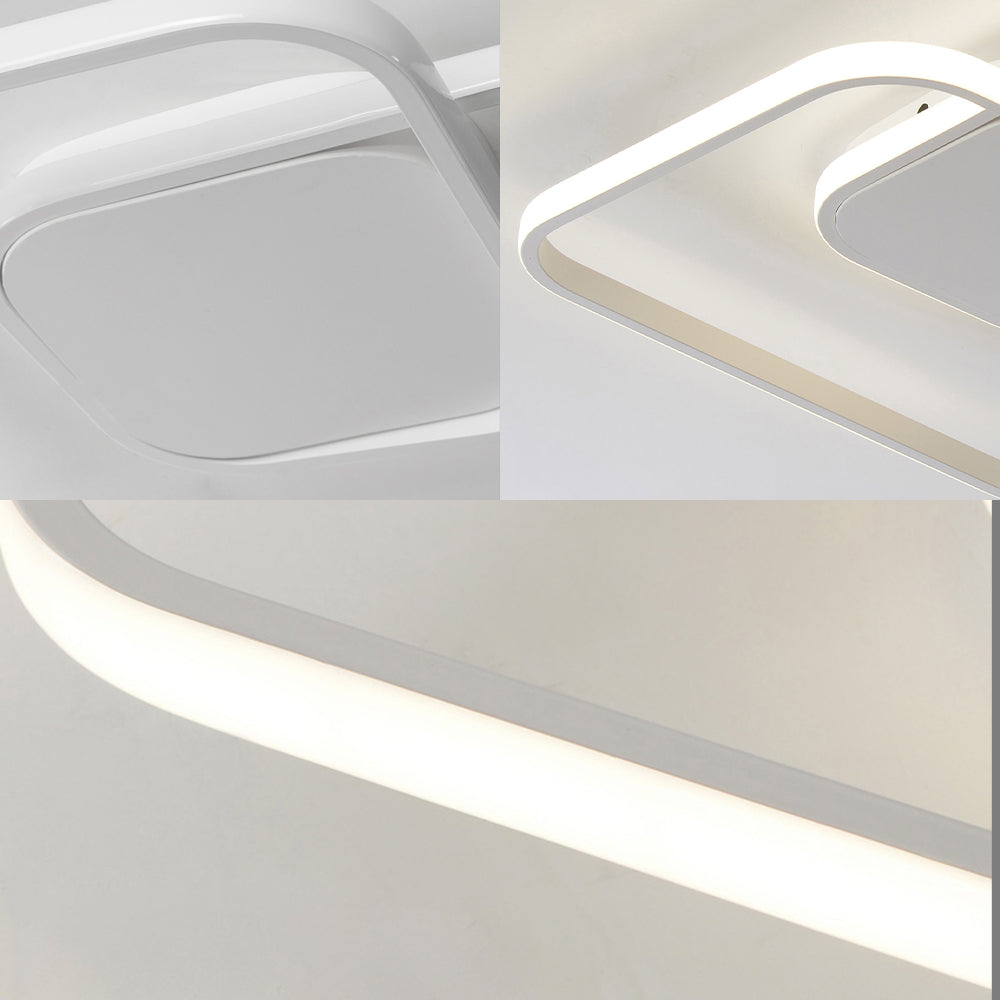 Modern LED Square Flush Ceiling Light in White/Black/Gold for Bedroom, Acrylic Design, Warm/White