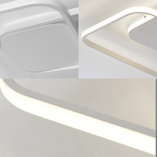 Modern LED Square Flush Ceiling Light in White/Black/Gold for Bedroom, Acrylic Design, Warm/White