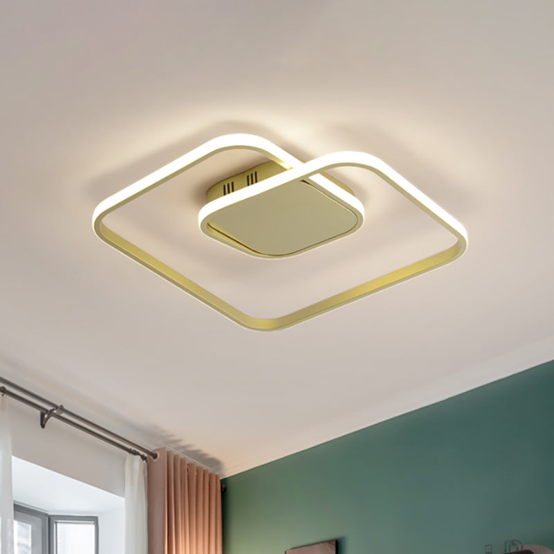 Modern LED Square Flush Ceiling Light in White/Black/Gold for Bedroom, Acrylic Design, Warm/White