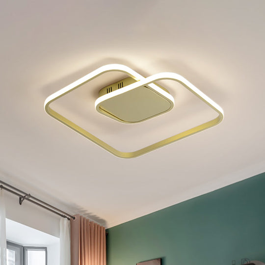 Modern LED Square Flush Ceiling Light in White/Black/Gold for Bedroom, Acrylic Design, Warm/White