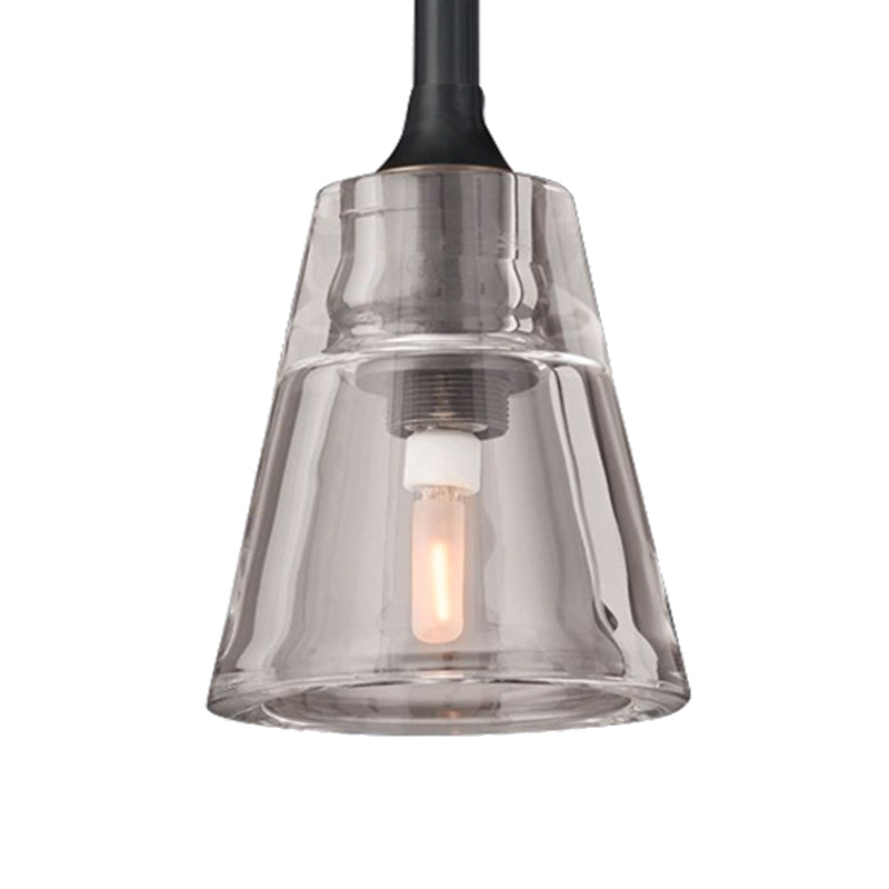 Modern Black And Brass Cone Pendant Light With Led Double Smoke Glass