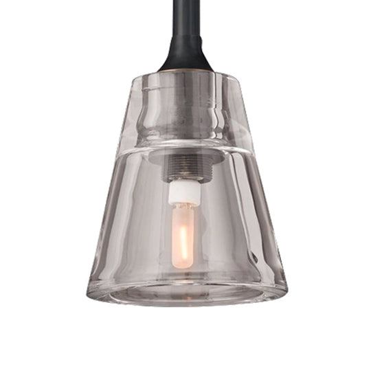 Modern Black And Brass Cone Pendant Light With Led Double Smoke Glass