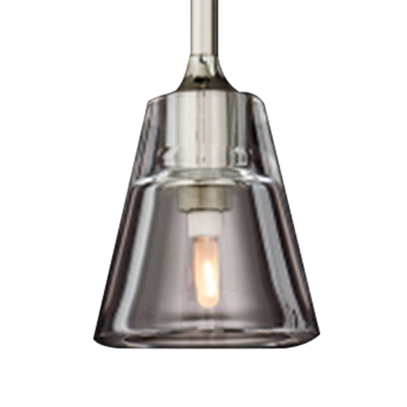 Modern Black/Brass/Chrome Cone Pendant Lamp with LED Double Smoke Glass Ceiling Fixture