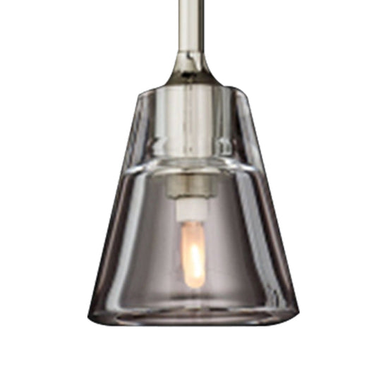 Modern Black And Brass Cone Pendant Light With Led Double Smoke Glass
