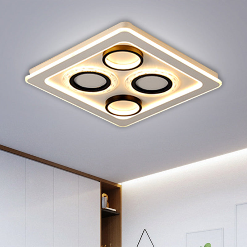 16.5"/20.5" Nordic Squared Flush Lamp LED Ceiling Light, Black & White, 3 Color Options