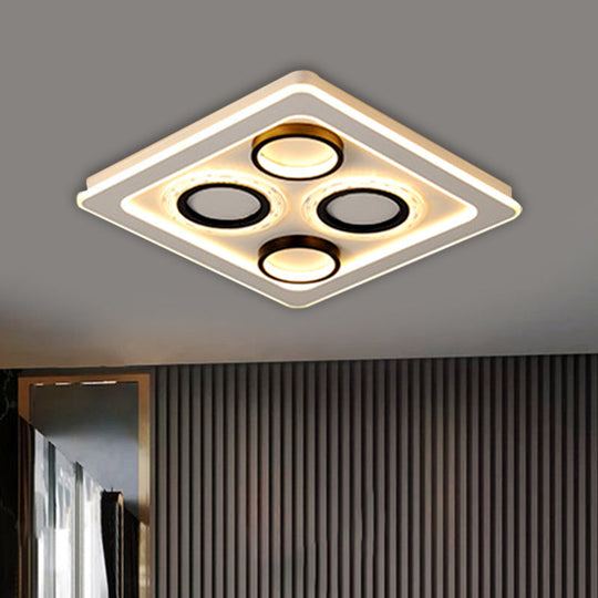 16.5"/20.5" Nordic Squared Flush Lamp LED Ceiling Light, Black & White, 3 Color Options