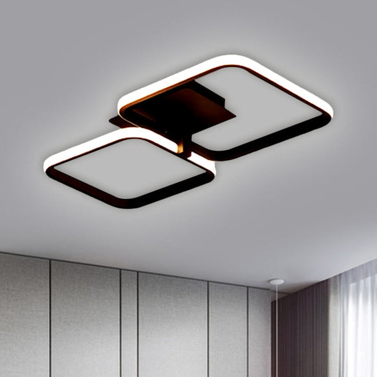Minimalistic Acrylic Square Flush Mount LED Ceiling Light - Warm/White, 21"/23.5" Long