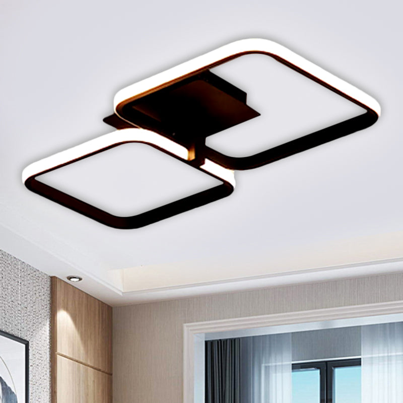 Minimalistic Acrylic Square Flush Mount LED Ceiling Light - Warm/White, 21"/23.5" Long
