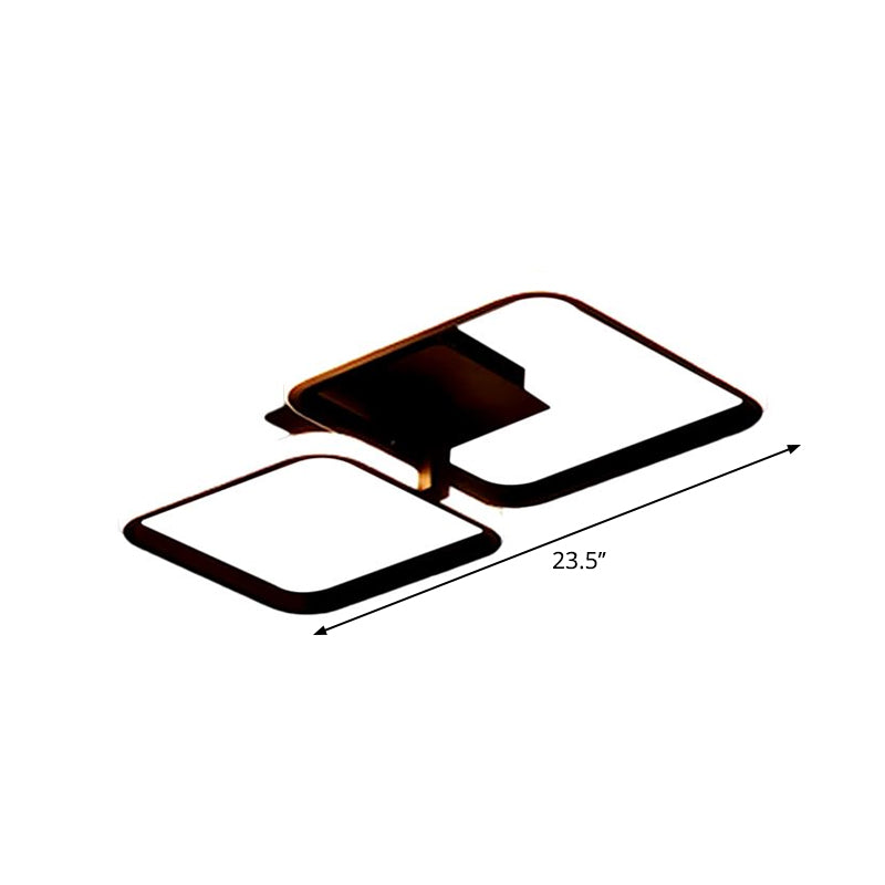 Minimalistic Acrylic Square Flush Mount LED Ceiling Light - Warm/White, 21"/23.5" Long