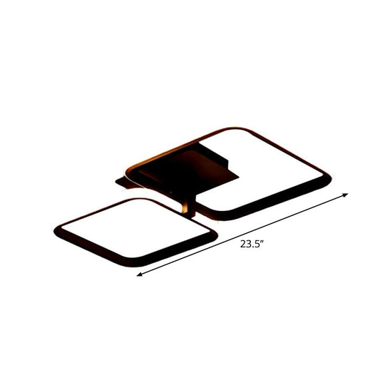 Minimalistic Acrylic Square Flush Mount LED Ceiling Light - Warm/White, 21"/23.5" Long