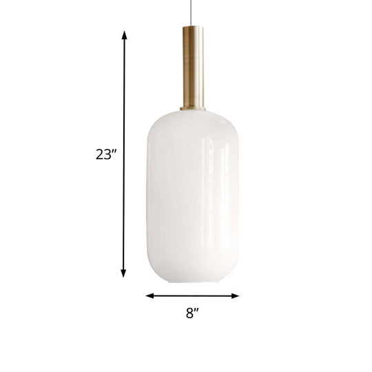 Luminaire suspendu moderne en verre blanc – Plafonnier LED en laiton à 1 lampe