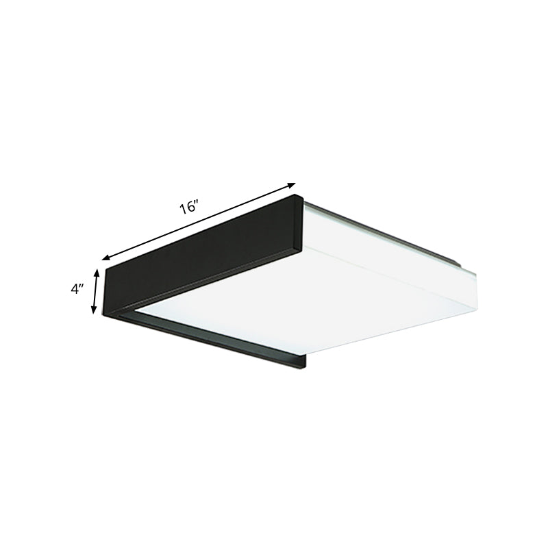 Contemporary Black Square Flush Light with Acrylic Shade - LED Bedroom Ceiling Fixture (16"/19.5" Wide)
