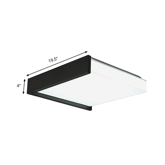 Contemporary Black Square Flush Light with Acrylic Shade - LED Bedroom Ceiling Fixture (16"/19.5" Wide)