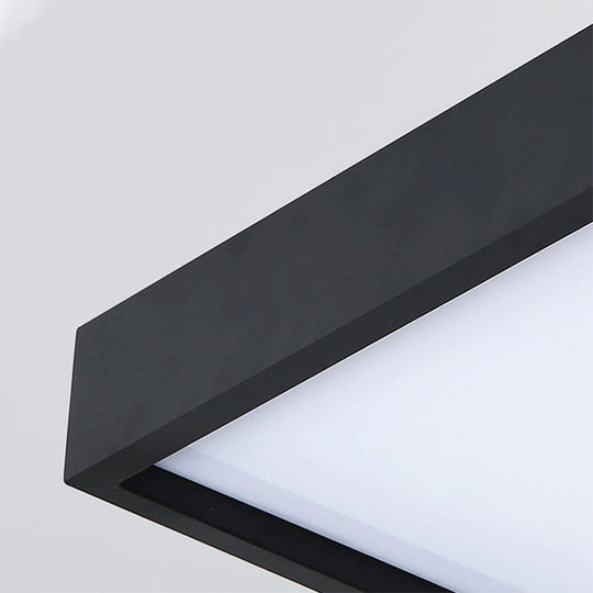 Contemporary Black Square Flush Light with Acrylic Shade - LED Bedroom Ceiling Fixture (16"/19.5" Wide)
