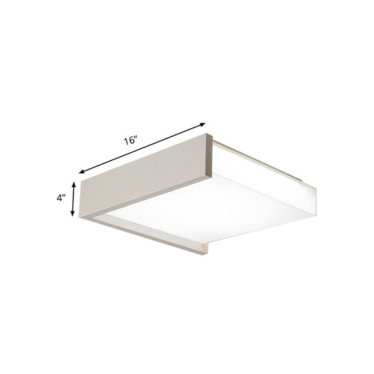 Modern Square LED Ceiling Light with Acrylic Shade - White Bedroom Flush Mount