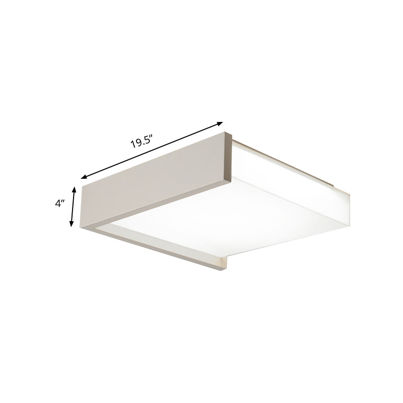 Modern Square LED Ceiling Light with Acrylic Shade - White Bedroom Flush Mount