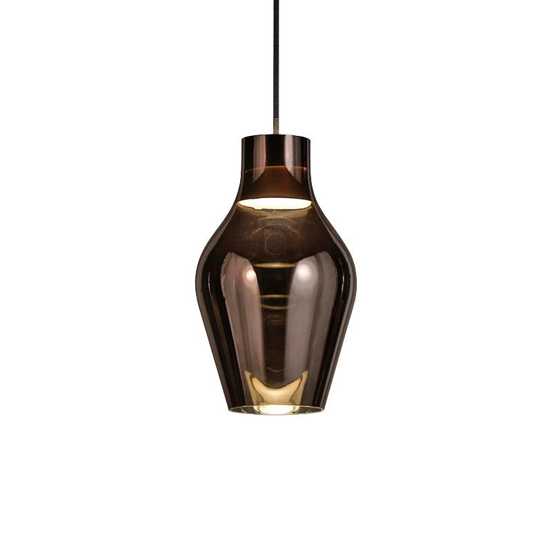 Urn Pendant Lamp - Gold/Smoke Glass - 1 Light - Modern LED Hanging Light - White/Warm Light - 6.5"/8.5" Wide