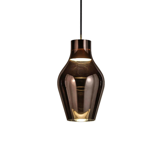Modern Gold/Smoke Glass Urn Pendant Lamp - Led Hanging Light With 1 In White/Warm 6.5/8.5 Wide