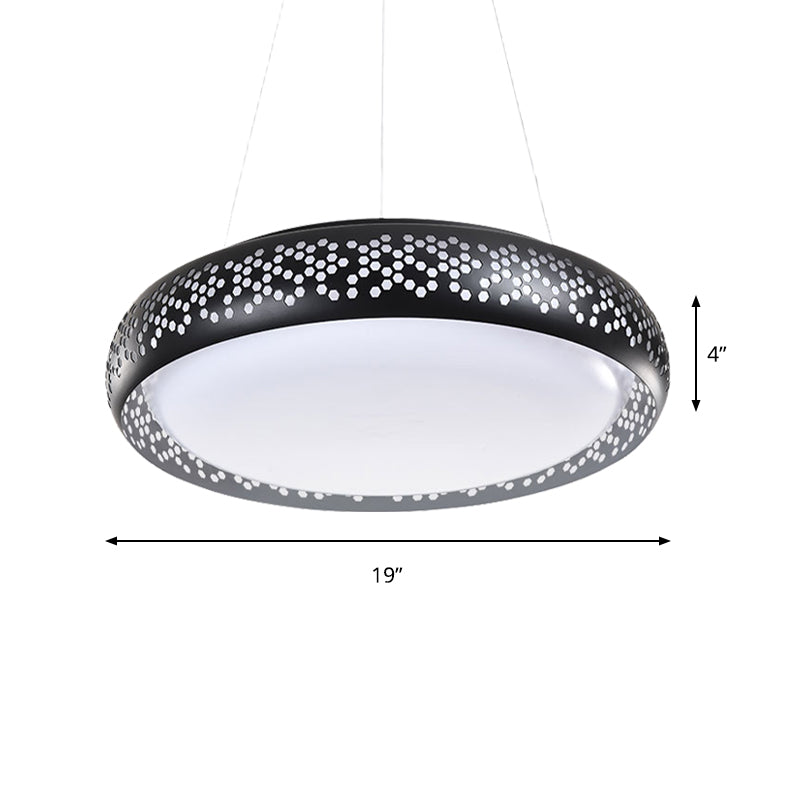 Cursa - Modern Black/White Drum Hanging Pendant Light 1 Head Metal Fixture In Warm/White/Natural