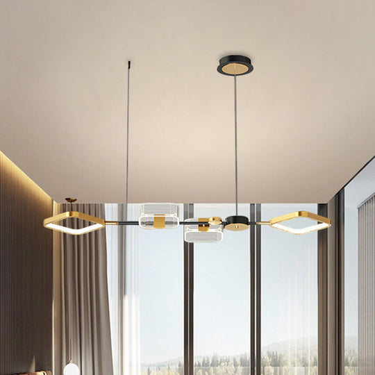 Metal Ceiling Suspension Lamp - Simplicity Led Gold Island Light For Restaurants