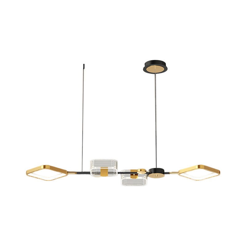 Metal Ceiling Suspension Lamp - Simplicity Led Gold Island Light For Restaurants