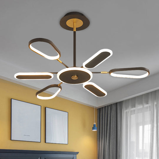 Minimalist Black Chandelier Ceiling Light With Ellipse Metallic Shade - 6/8 Bulb Bedroom Lamp 6 /