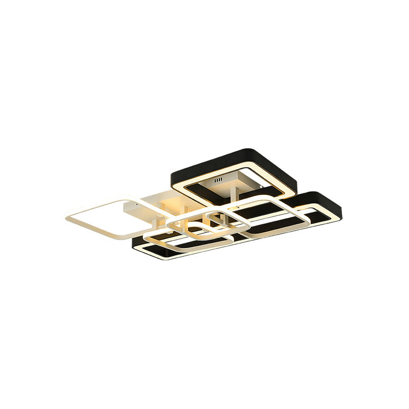Geometric LED Ceiling Light in Black and White for Modern Living Spaces