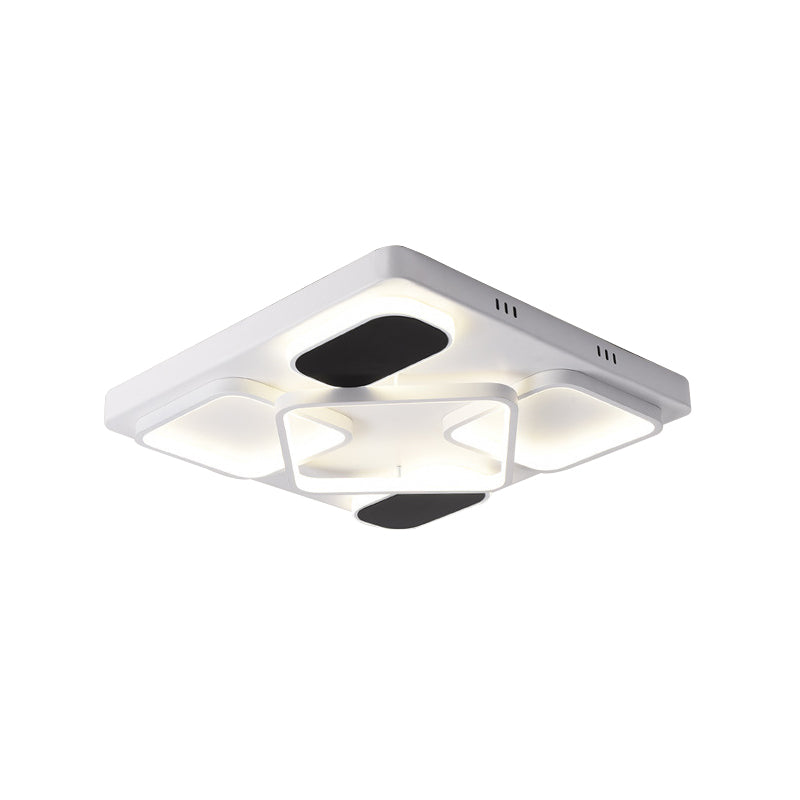 Modern Minimalist Square Flush Ceiling Light in Black – Acrylic Shade, LED, 21.5"/27.5" Width, Perfect for Bedroom