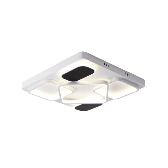 Modern Minimalist Square Flush Ceiling Light in Black – Acrylic Shade, LED, 21.5"/27.5" Width, Perfect for Bedroom