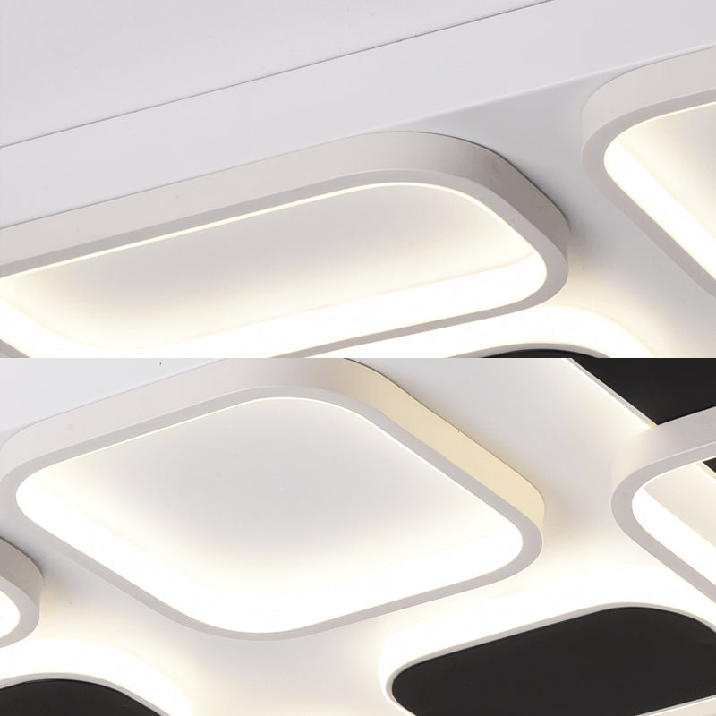 Modern Minimalist Square Flush Ceiling Light in Black – Acrylic Shade, LED, 21.5"/27.5" Width, Perfect for Bedroom