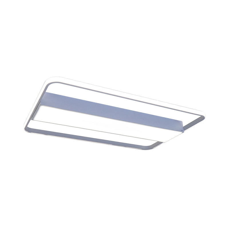 Nordic LED Rectangular Ceiling Light with Acrylic Shade - White/Black Flush Mount for Bedroom (29.5"/36"/41" Wide)