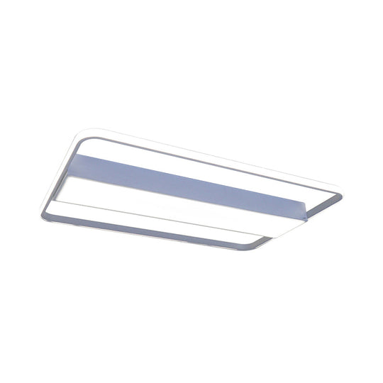 Nordic LED Rectangular Ceiling Light with Acrylic Shade - White/Black Flush Mount for Bedroom (29.5"/36"/41" Wide)