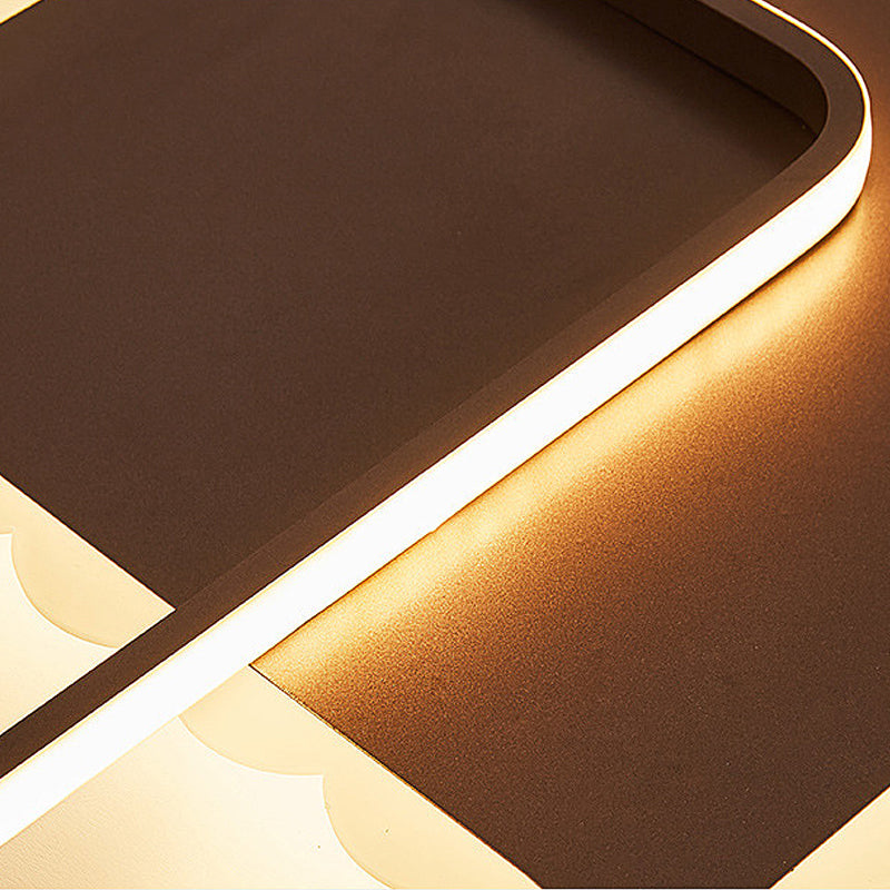 Modern Square Acrylic LED Flush Ceiling Light Fixture in White/Brown with Warm/White/Natural Light