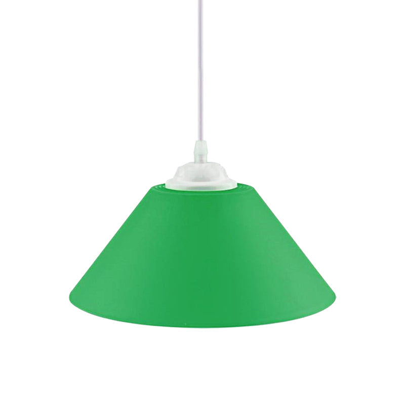 Modern Metal Conic Pendant Light with Adjustable Cord for Living Room - Black/Gray/Dark Green