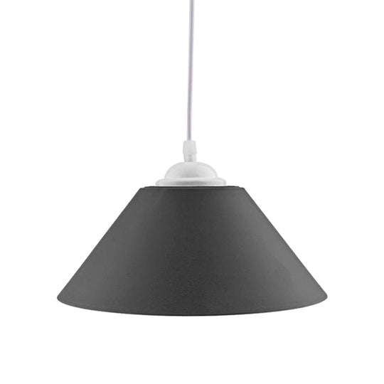 Modern Metal Conic Pendant Light with Adjustable Cord for Living Room - Black/Gray/Dark Green