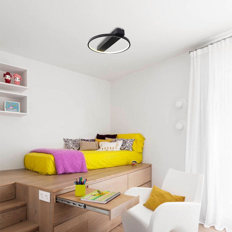 Modern Ring Acrylic Flush Light: 18"/25.5" Wide LED Ceiling Fixture for Living Room (Black/White)