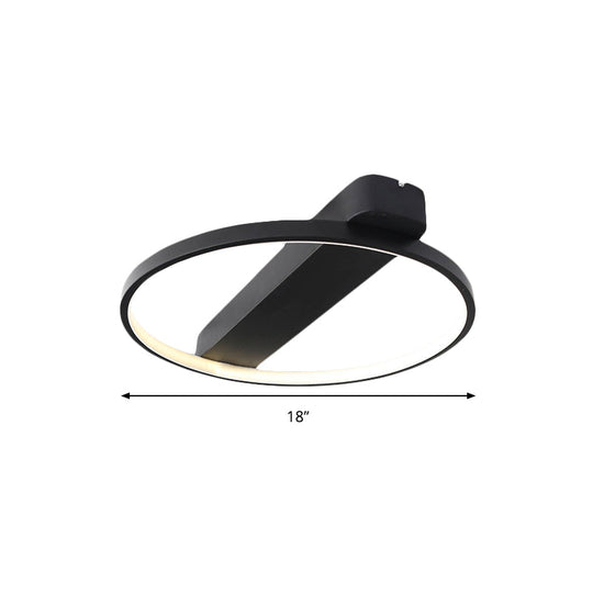 Modern Ring Acrylic Flush Light: 18"/25.5" Wide LED Ceiling Fixture for Living Room (Black/White)