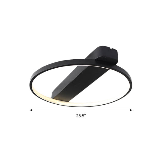 Modern Ring Acrylic Flush Light: 18"/25.5" Wide LED Ceiling Fixture for Living Room (Black/White)