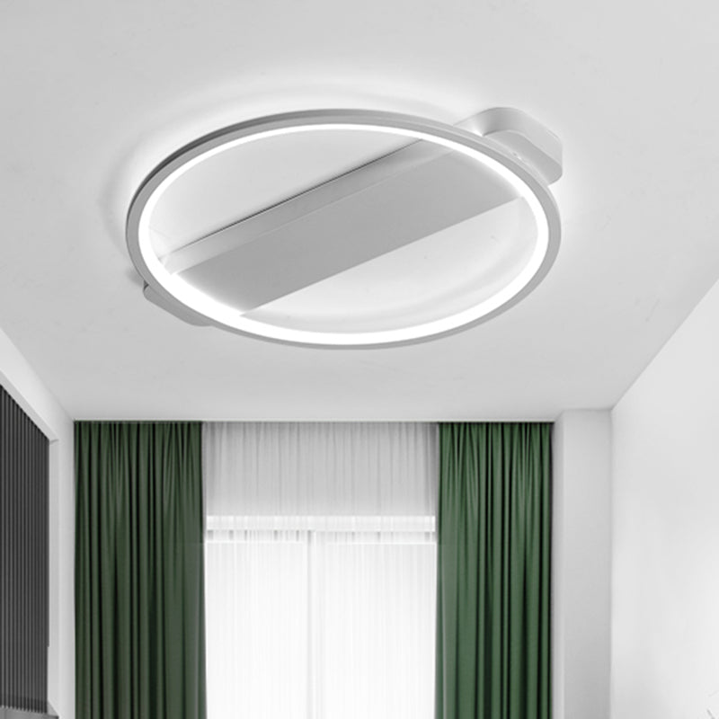 Modern Ring Acrylic Flush Light: 18"/25.5" Wide LED Ceiling Fixture for Living Room (Black/White)