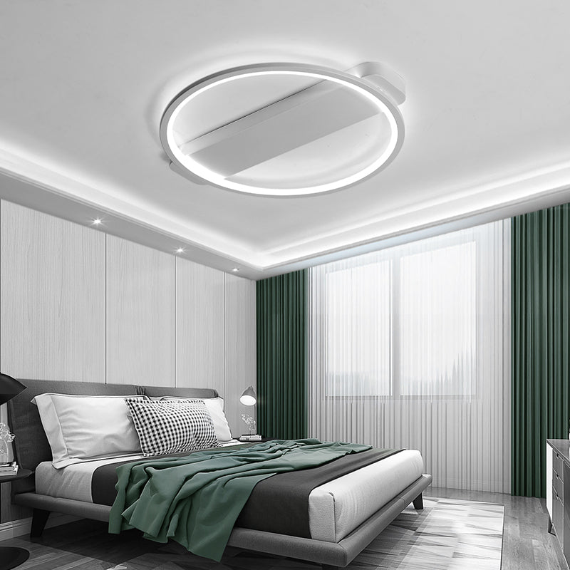 Modern Ring Acrylic Flush Light: 18"/25.5" Wide LED Ceiling Fixture for Living Room (Black/White)