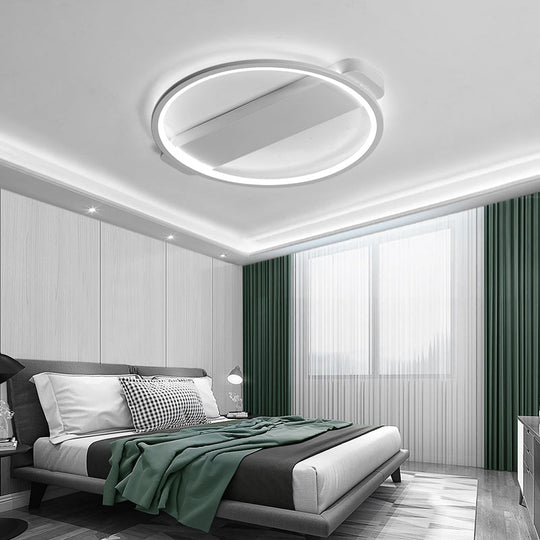 Modern Ring Acrylic Flush Light: 18"/25.5" Wide LED Ceiling Fixture for Living Room (Black/White)
